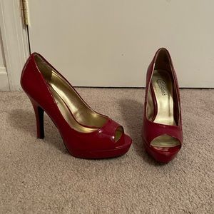 Red open toed heels